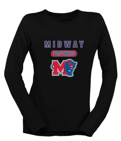 Midway Panthers M Body Script Mascot #3 Women's LS T-Shirt