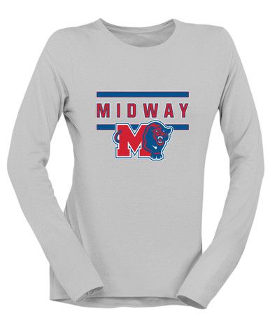 Midway Panthers M Body Script Mascot #4 Women's LS T-Shirt