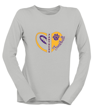 Lufkin Panthers Paw Heart Football Women's Premium LS T-Shirt