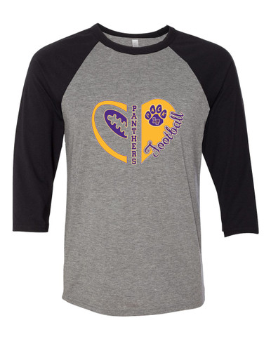 Lufkin Panthers Paw Heart Football Women's Baseball T-Shirt