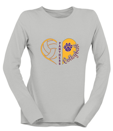 Lufkin Panthers Paw Heart Volleyball Women's Premium LS T-Shirt