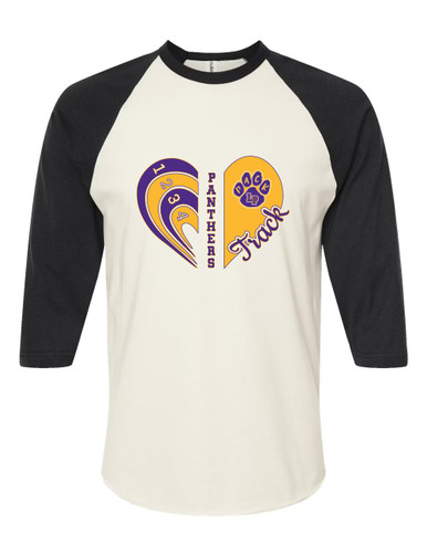 Lufkin Panthers Paw Heart Track Women's Baseball T-Shirt