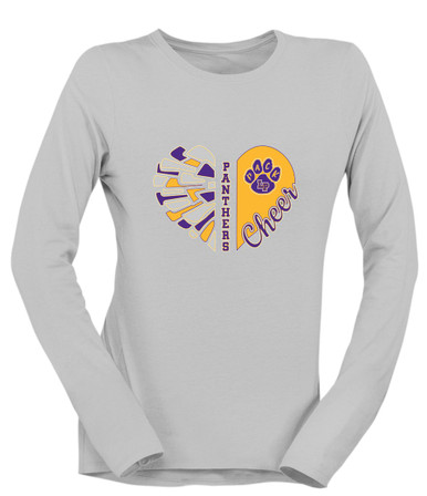 Lufkin Panthers Paw Heart Cheer Women's LS T-Shirt