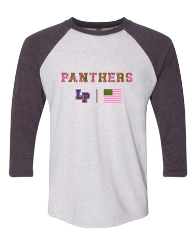 Lufkin Panthers LP Script Pink Camo Flag Women's Baseball T-Shirt