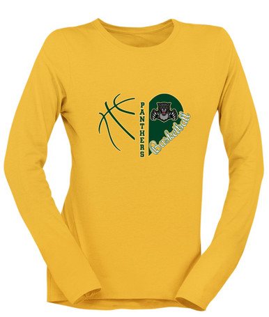 Bruton Panthers Heart Basketball Women's LS T-Shirt