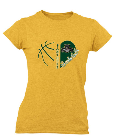 Bruton Panthers Heart Basketball Women's SS T-Shirt