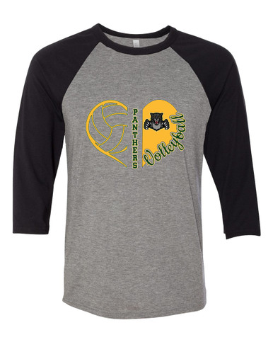 Bruton Panthers Heart Volleyball Women's Baseball T-Shirt
