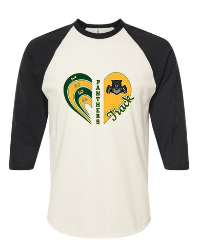 Bruton Panthers Heart Track Women's Baseball T-Shirt