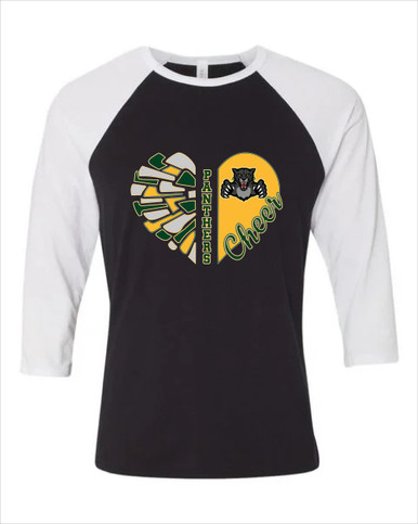 Bruton Panthers Heart Cheer Women's Baseball T-Shirt