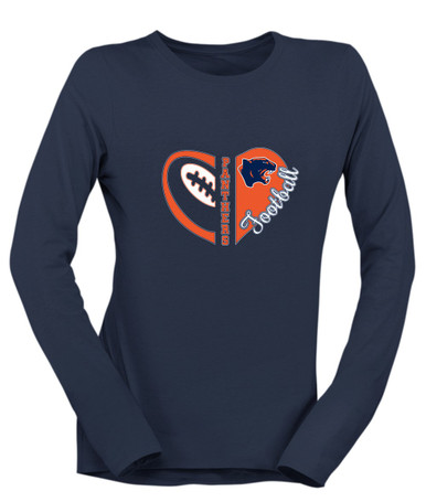 Oswego Panthers Heart Football Women's Premium LS T-Shirt