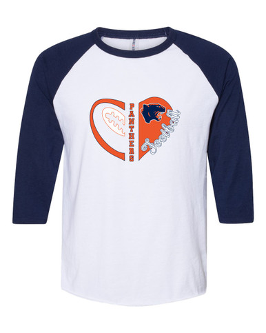 Oswego Panthers Heart Football Women's Baseball T-Shirt