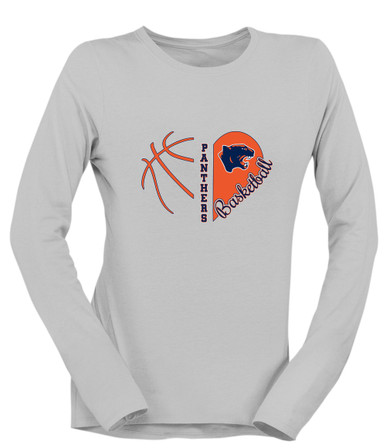 Oswego Panthers Heart Basketball Women's LS T-Shirt