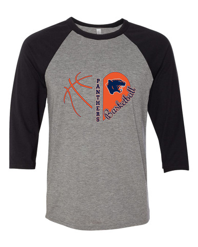 Oswego Panthers Heart Basketball Women's Baseball T-Shirt