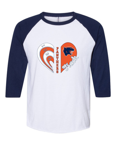 Oswego Panthers Heart Track Women's Baseball T-Shirt