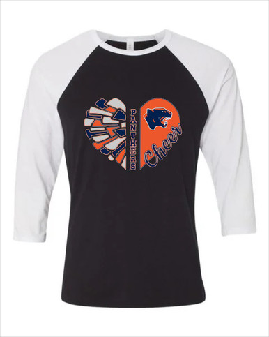 Oswego Panthers Heart Cheer Women's Baseball T-Shirt