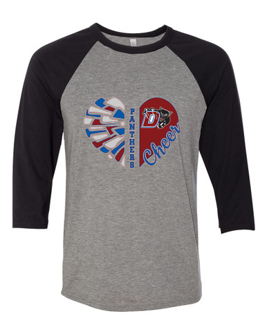 Duncanville Panthers Heart Cheer Women's Baseball T-Shirt