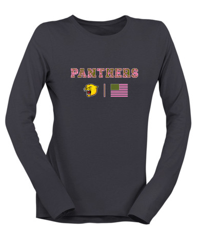 Pflugerville Panthers Pink Camo Flag Women's Premium LS T-Shirt