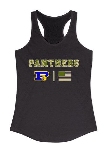Pflugerville Panthers P Script Camo Flag Women's Tank Top
