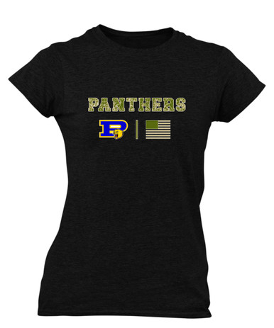 Pflugerville Panthers P Script Camo Flag Women's SS T-Shirt
