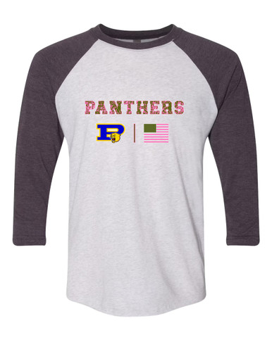 Pflugerville Panthers P Script Pink Camo Flag Women's Baseball T-Shirt