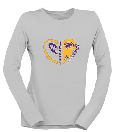 Liberty Hill Panthers Heart Football Women's LS T-Shirt