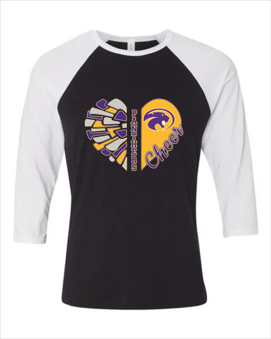 Liberty Hill Panthers Heart Cheer Women's Baseball T-Shirt