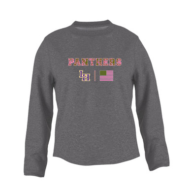 Liberty Hill Panthers LH Script Pink Camo Flag Women's Sweatshirt