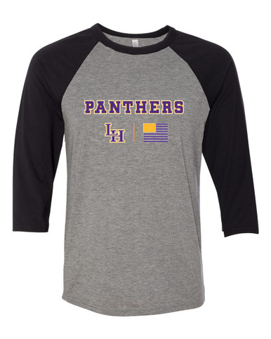 Liberty Hill Panthers LH Script Team Colors Flag Women's Baseball T-Shirt