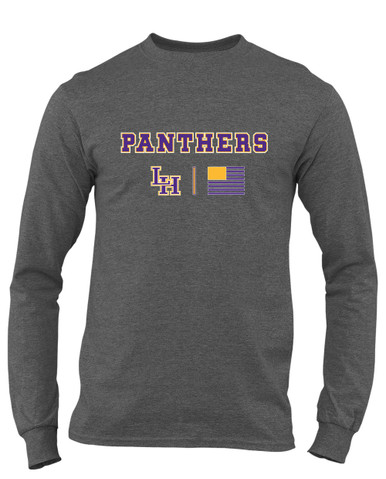 Liberty Hill Panthers LH Script Team Colors Flag Men's Premium LS T-Shirt