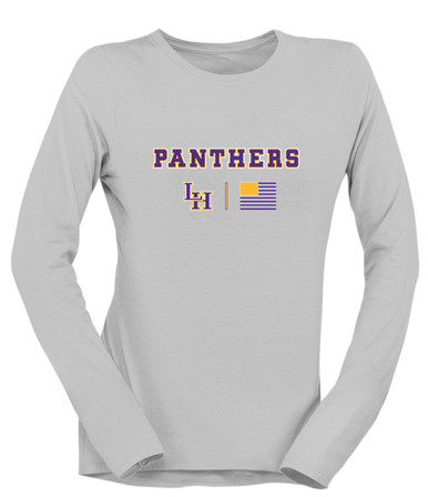 Liberty Hill Panthers LH Script Team Colors Flag Women's LS T-Shirt