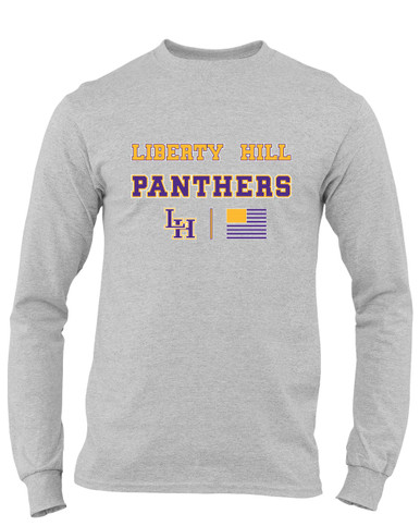 Liberty Hill Panthers LH Script Spirit Flag Men's LS T-Shirt
