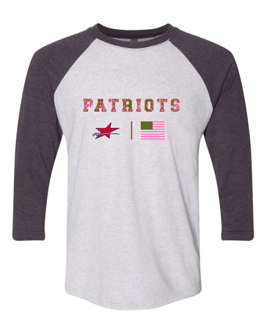Northside Patriots Pink Camo Flag Women's Baseball T-Shirt
