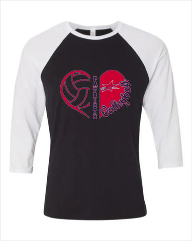 Northside Patriots Heart Volleyball Women's Baseball T-Shirt