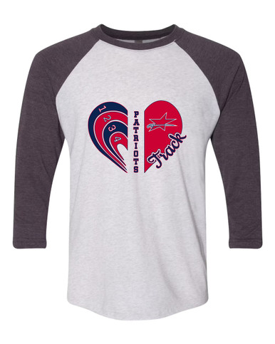 Northside Patriots Heart Track Women's Baseball T-Shirt
