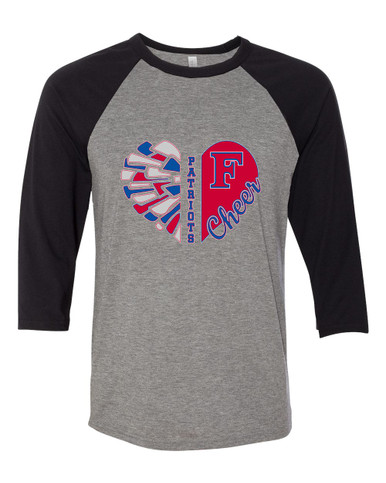 Freedom Patriots Heart Cheer Women's Baseball T-Shirt