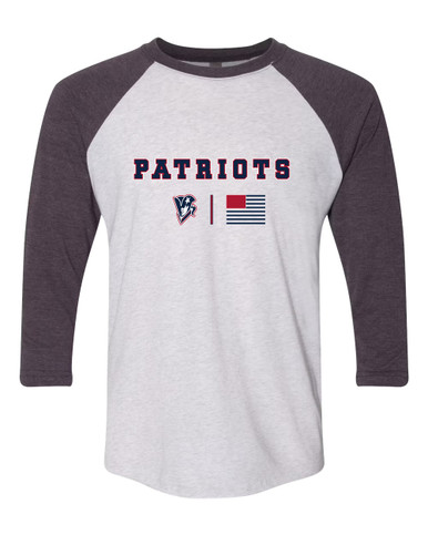 Beckman Patriots Team Colors Flag Men's Baseball T-Shirt