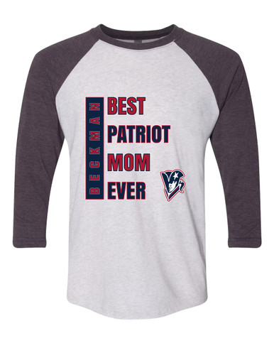 Beckman Patriots Best Patriot Mom Women's Baseball T-Shirt