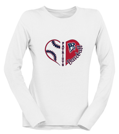Beckman Patriots Heart Baseball Women's LS T-Shirt