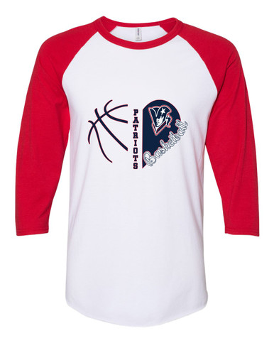 Beckman Patriots Heart Basketball Women's Baseball T-Shirt