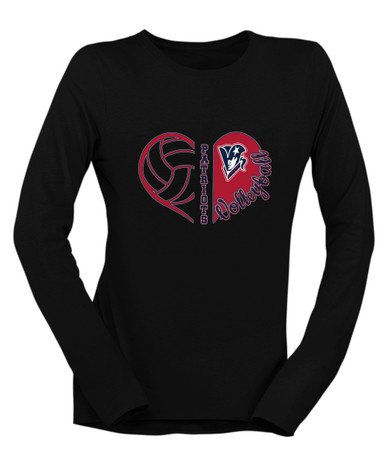 Beckman Patriots Heart Volleyball Women's LS T-Shirt