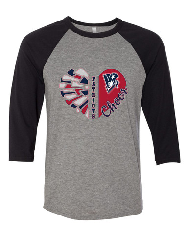 Beckman Patriots Heart Cheer Women's Baseball T-Shirt