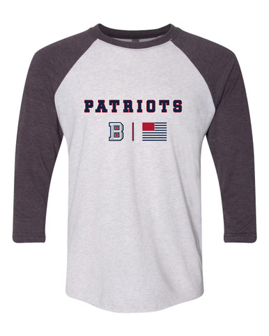 Beckman Patriots B Script Team Colors Flag Men's Baseball T-Shirt