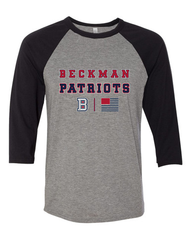 Beckman Patriots B Script Spirit Flag Men's Baseball T-Shirt