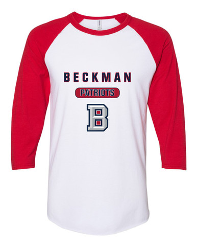 Beckman Patriots B Script Mascot #3 Men's Baseball T-Shirt