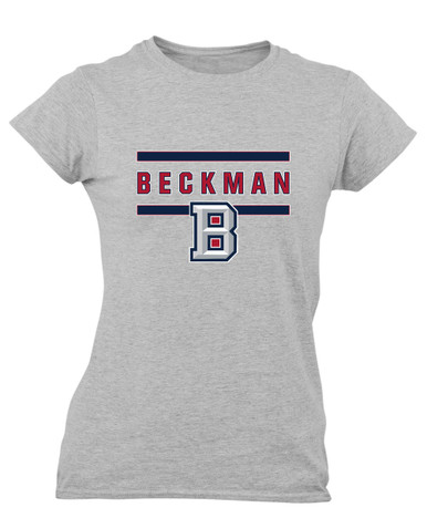 Beckman Patriots B Script Mascot #4 Women's SS T-Shirt