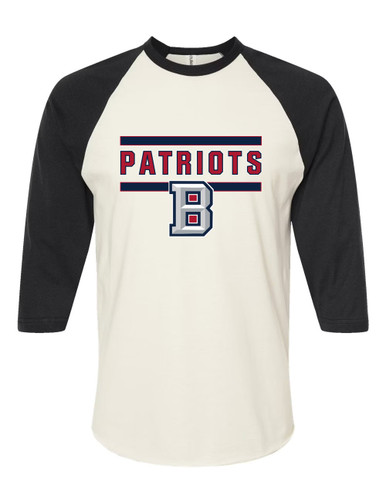 Beckman Patriots B Script Mascot #5 Women's Baseball T-Shirt