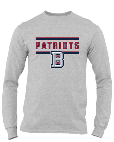 Beckman Patriots B Script Mascot #5 Men's LS T-Shirt