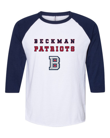Beckman Patriots B Script Spirit Men's Baseball T-Shirt