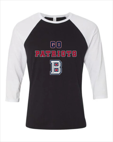Beckman Patriots B Script Go Team Women's Baseball T-Shirt