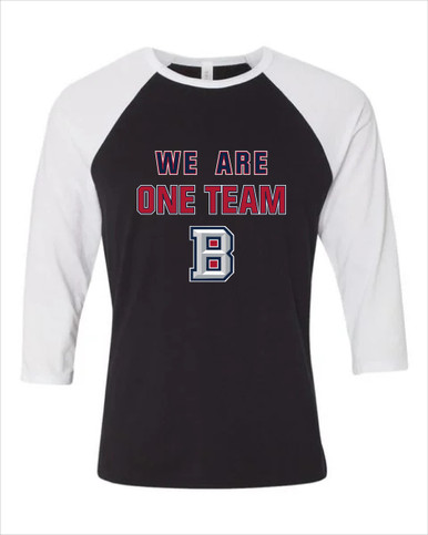 Beckman Patriots B Script We Are One Team Men's Baseball T-Shirt